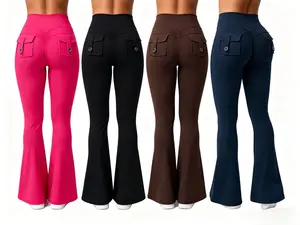 Women's 4-Pack High Waist A-Line Side Pocket Leggings - Tummy Control, Butt Lift, Durable Athleisure Fitness Leggings, Ideal for Yoga & Daily Wear, Basic Minimalist Maternity Bottoms