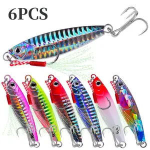6PCS Jig Fishing Lures Bass Fishing Bait Weights 0.25oz-0.7oz Fish Metal Jigs Saltwater Lures Ice Isca Artificial Jigging Lure