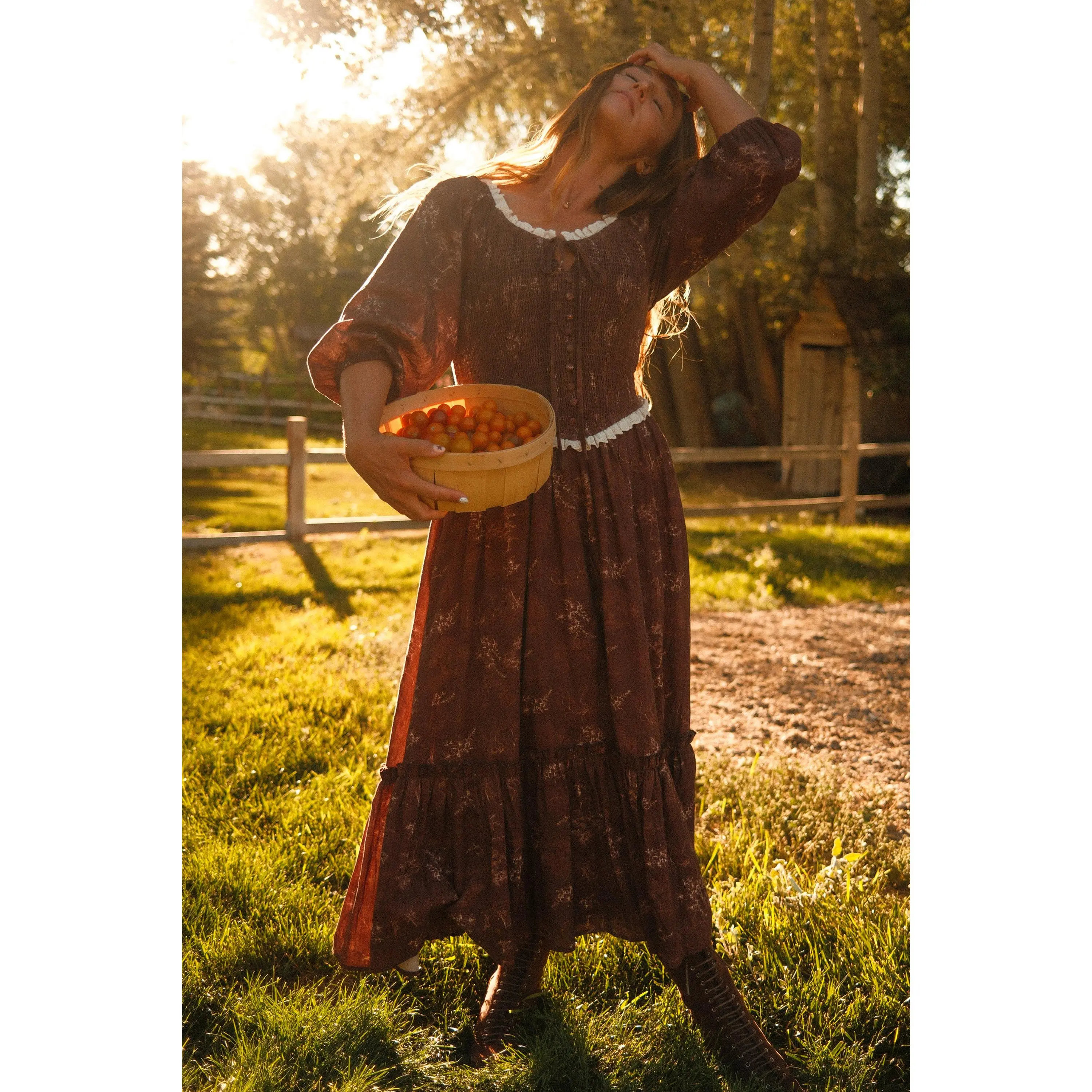 Asha Dress in Warm Cocoa Valencia Toile