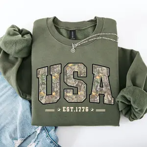 USA Camouflage, America, Patriotic, 1776, Stars, Stripes, Flag Sweatshirt
