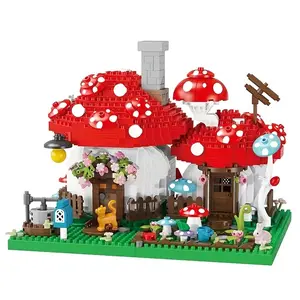 1250pcs Mushroom House Creative Garden Treehouse Building DIY Assembly Toy Model, Educational Puzzle Blocks, Building Block Sets, Home Decor Gift