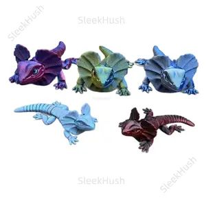 3D Printed Articulated Frilled Lizard Toy - Full Body with Movable Joints, Articulated Figures, 3D Printed Stuff, Animal Figurine for Birthday Gifting