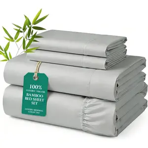 Sheets  Size Set,  Viscose from  Bed Sheets, 400 Thread Count, Cooling & Silky Soft, Oeko-TEX Certified, Deep Pocket 17" for Hot Sleepers - Grey