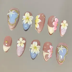 NailVesta SUNLIT PETALS – 100% Handcrafted 3D Press-On Nails | Reusable, Long-Lasting, Salon-Quality