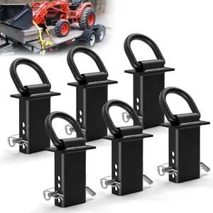 5/8" Stake Pocket Tie Down D Rings,Heavy Duty Trailer D Rings with Anti-loss Pin, Adjustable Utility Trailer D Rings 18000 LBS Capacity for Flatbed Cargo  and ,Trailer Accessories 6 Pack