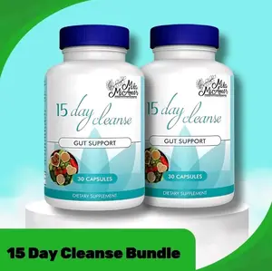 Mila McAnner 15 Day Cleanse Gut and Colon Support Caffeine Free Advanced Formula with Senna Cascara Sagrada Psyllium Husk Non-GMO Probiotics 30 Capsules