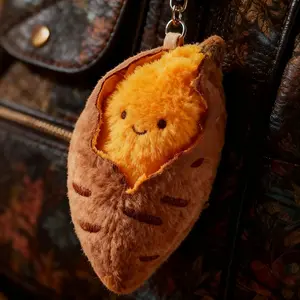 Roasted Sweet Potato Plush Keychain - Cute Food Plushie with Soft Plush & Keyring, Adorable Bag Charm for Backpack, Purse, Gift for Foodie Friends
