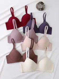 6pcs Ultra-Soft Seamless Push Up Bras - Comfortable Casual AttireSupportive T-shirt Intimates for Women - Versatile Value Set in SimpleStyle Womenswear
