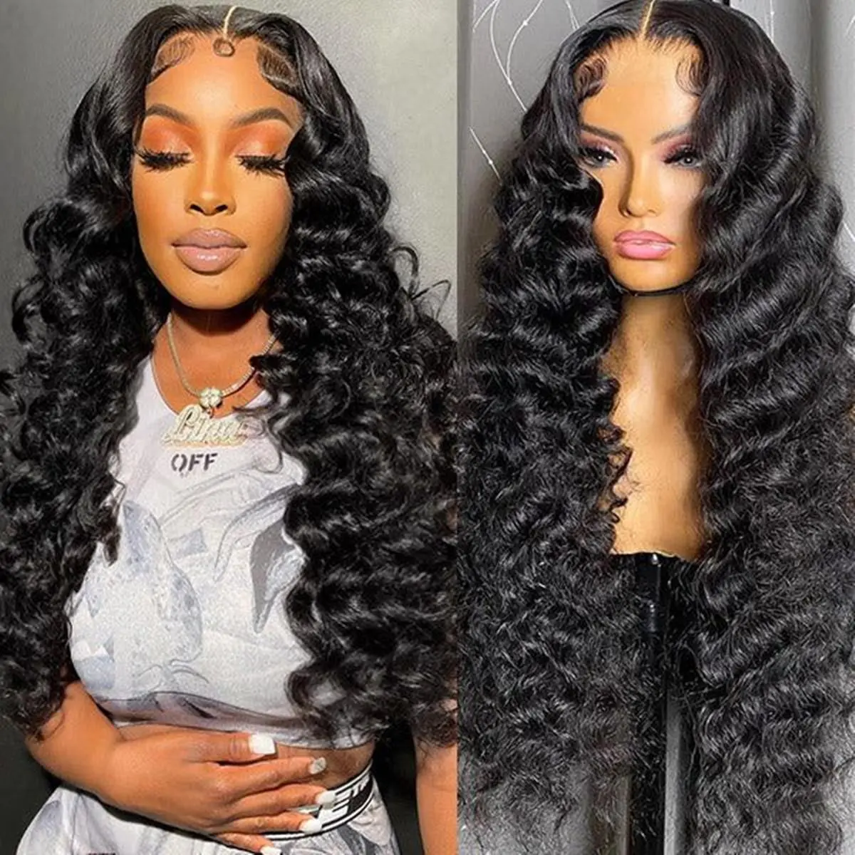 BGMgirl Hair Glueless Beginner Deep Wave Wig, 6*4 HD Lace Human Hair, Pre-Plucked and Pre-Cut for Wear & Go, Glueless Beginner Wig