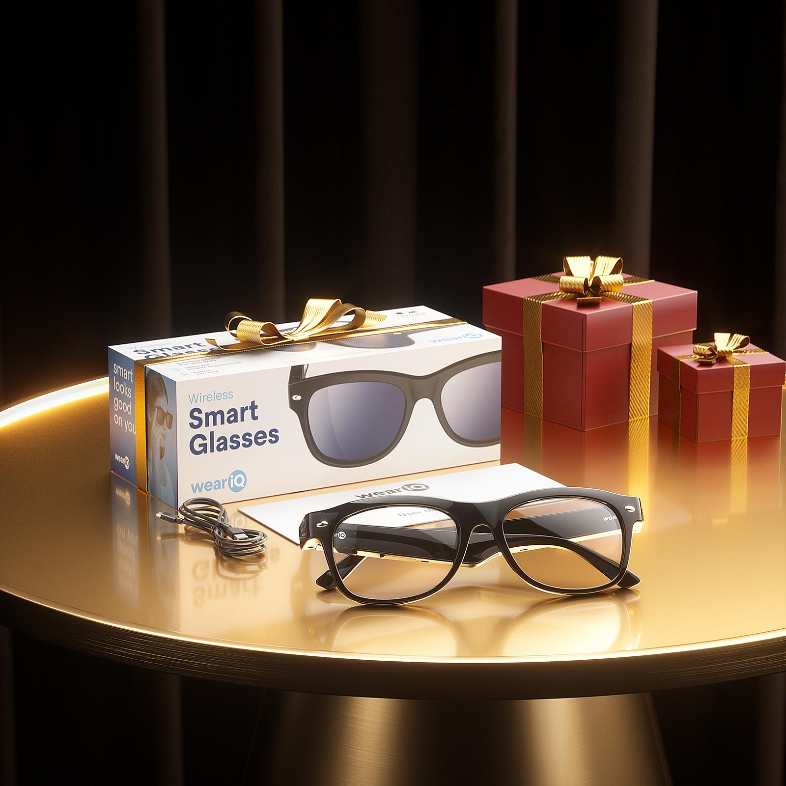 WeariQ Smart Audio Glasses:Blue Light Blocking+PolarizedLenses, Al Bluetooth Translation (Support Google/ChatGPT), HD Calling&10H Music, Built-in Mic/Speakers, Wireless Wearable,For Sports&Travel,Digital Eye StrainRelief,Driving,Work,Valentine's Day Gifts