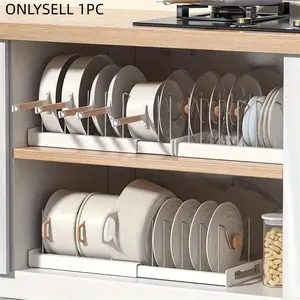 Kitchen Storage Rack, 1 Count Expandable Cookware Organizer, Countertop Space Saving Rack for Kitchen Organization, Home Organizer for Kitchen, Display Storage Rack