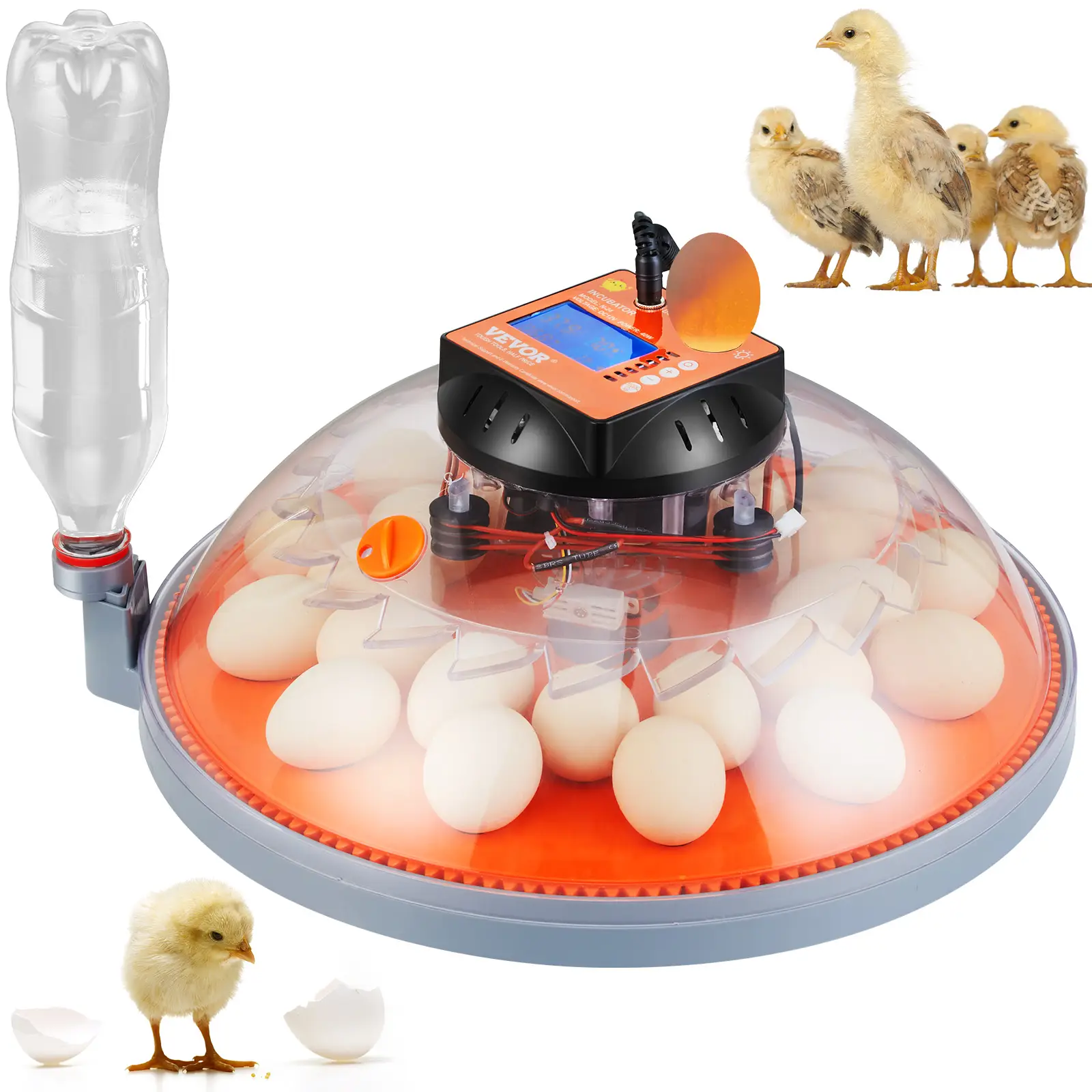VEVOR Egg Incubator, Incubators for Hatching Eggs, Automatic Egg Turner with Temperature and Humidity Control, 24 Eggs Poultry Hatcher with ABS Transp