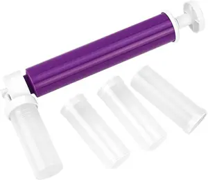 1 kit Manual Airbrush for Cakes with 4 Pcs Tube, Airbrush Pump Coloring Spray Gun, DIY Baking Cake Airbrush Pump Decorating Tools for Kitchen Decorating Cakes Cupcakes Cookies and Desserts (Purple)