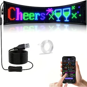 A Full-Color Large Flexible Smart LED Matrix Scrolling Panel: USB 5V Indoor Store Sign, App-Controlled Programmable Text Pattern Animation Digital Display — Suitable for Programming in Stores, Hotels, and Holidays, Easy to Install