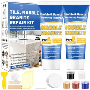 Tile, Marble and Granite Repair Kit (Color Match), 160g/5.64oz Quartz Countertop Repair Kit for Holes   Chips  Cracks, Fix Porcelain Stone Reattaches Corian Other Hard Surfaces