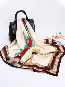 European and American Paisley Cashew Printed Silk Scarf Women's Scarf Imitation Silk Color Ding 90cm Square Scarf Shawl Wrap Large Headscarf