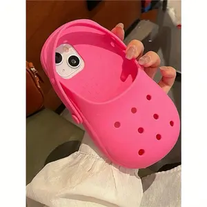 Cute 3D hot pink slipper phone cases suitable for iPhone 15 Pro Max, Apple 13/12/14 Pro Max, and stylish and unique phone covers suitable for iPhone 11 and XR/XS.