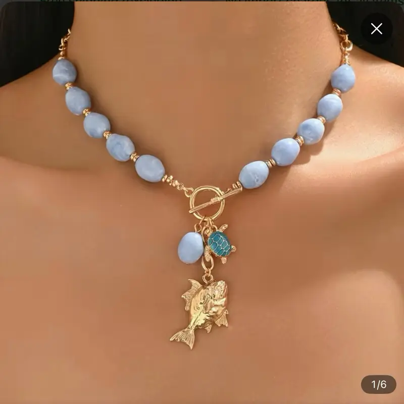 Aqua fish necklace