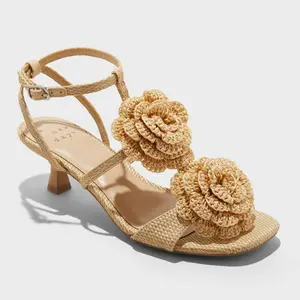 Women's Esme Floral Crochet Kitten Heels - A New Day Women's Esme Floral Crochet Kitten Heels - A New Day
