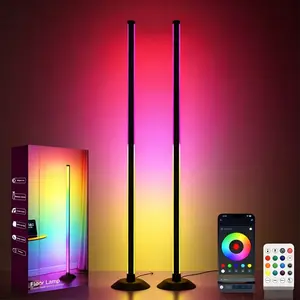 Corner Floor Lamp, 2-Pack LED Corner Lights, Smart RGB Floor Lamp, 16 Million Colors, 68 Scenes, Bluetooth-compatible Control, Remote Control, App Control, Living Room, Bedroom, Game Room