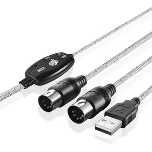MIDI Cable Set to USB with Type C Adapter 2 in 1 MIDI Piano USB Cord from PC to Keyboard, Synthesizer, Electronic Drum, Electric Blow Pipe, 16 Channels for Windows, Mac, and Android