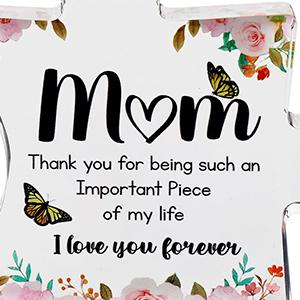 Gifts for Mom - Cute Engraved Acrylic Block Puzzles Piece - Adorable Mom Gift from Son, Daughter - Fun Christmas, Mothers Day, Birthday Gift Idea for Mom - Fancy Decoration Piece for Home