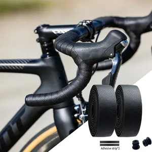 1 Pair Anti-Slip Road Bike Handlebar Tape，PU Shock Handle Bar Tape w/ Bar End Plugs