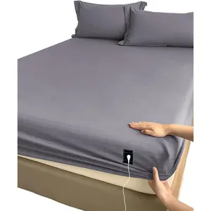 Grounding Sheets Twin XL Size (39x80x14in), 90% Organic Cotton + 10% Silver Fiber, Grounding Sheet for Bed, Fitted Grounded Sheet for Improved Sleep, Earth Sheets with 15FT Cord Gray