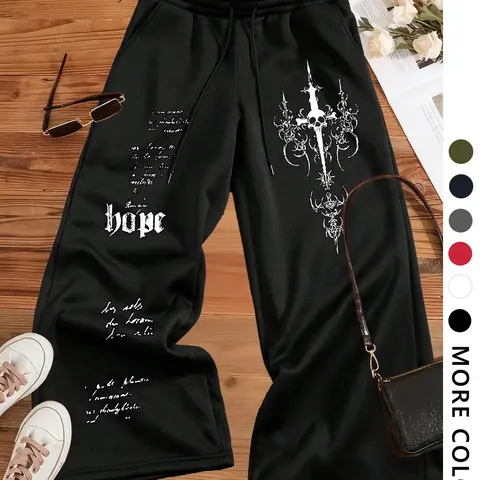 Women's Graphic Print Sweatpants, Street Fashion Casual Pants for Daily Wear, Ladies Bottoms for All Seasons, Streetwear Pants