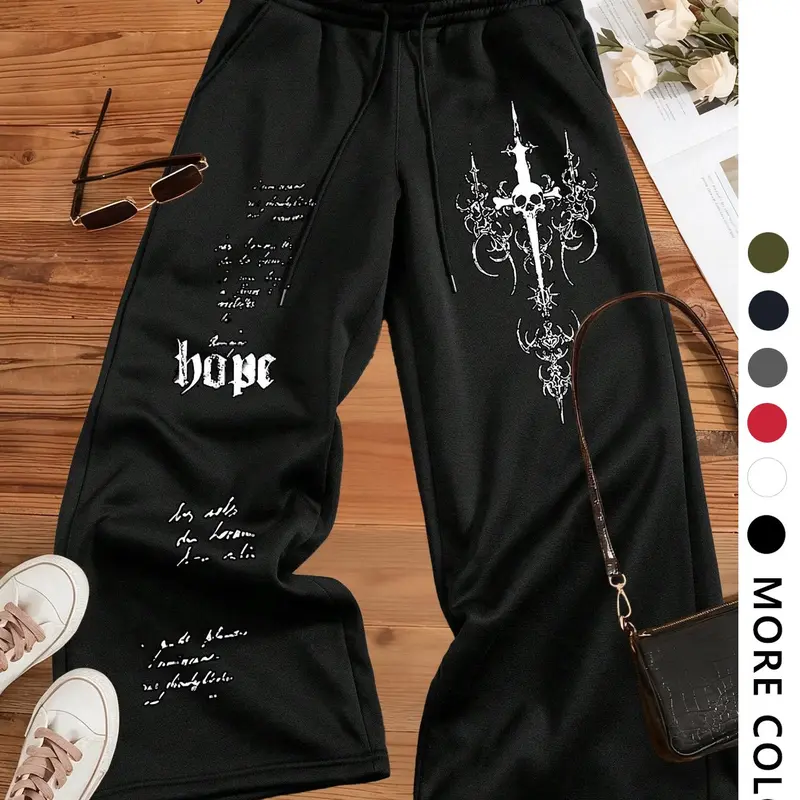 Women's Graphic Print Sweatpants, Street Fashion Casual Pants for Daily Wear, Ladies Bottoms for All Seasons, Streetwear Pants