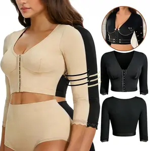Arm Shape Bras for Women, Compression Bra with Sleeves, Post Surgery Support, Lace Sleeves Hook Closure Black Shapewear Activewear