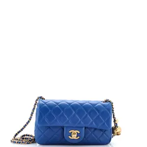 Pre-owned CHANEL material Messenger Bags Pearl Crush Flap Bag Quilted Lambskin Mini by Rebag
