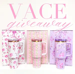 Limited Edition X LOVESHACKFANCY 40 OZ H2.0 Tumbler with Handle, Double Walled Vacuum Insulated Stainless Steel Water Bottle for Outdoor Camping