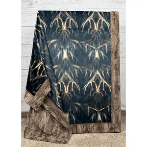 Antlers on  Chestnut Luxe Large 55x9 Minky Blanket