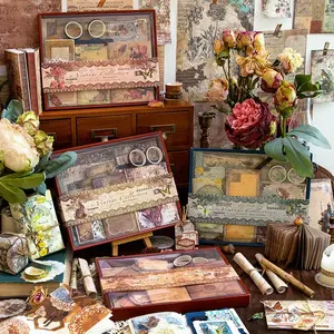 Vintage Scrapbooking Kit, Creative Craft Kit, 202pcs/set Retro Scrapbooking Sticker Packs & Washi Tape & Paper Set, DIY Decorative Sticker for Scrapbooking & Journal Making