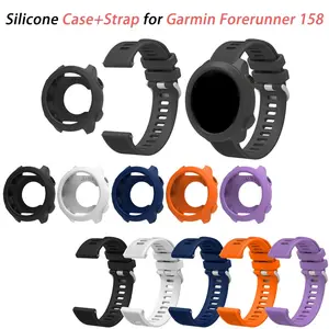 Silicone Strap+Protective Case For Garmin Forerunner 158 55 Replacement Watch Straps Watch Band and Protector Smart Watch Accessories