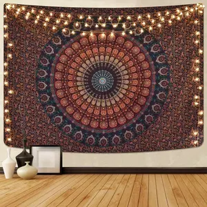 Bohemian Mandala Tapestry Hippie Tapestries Psychedelic Peacock Boho Tapestry Wall Hanging for Bedroom