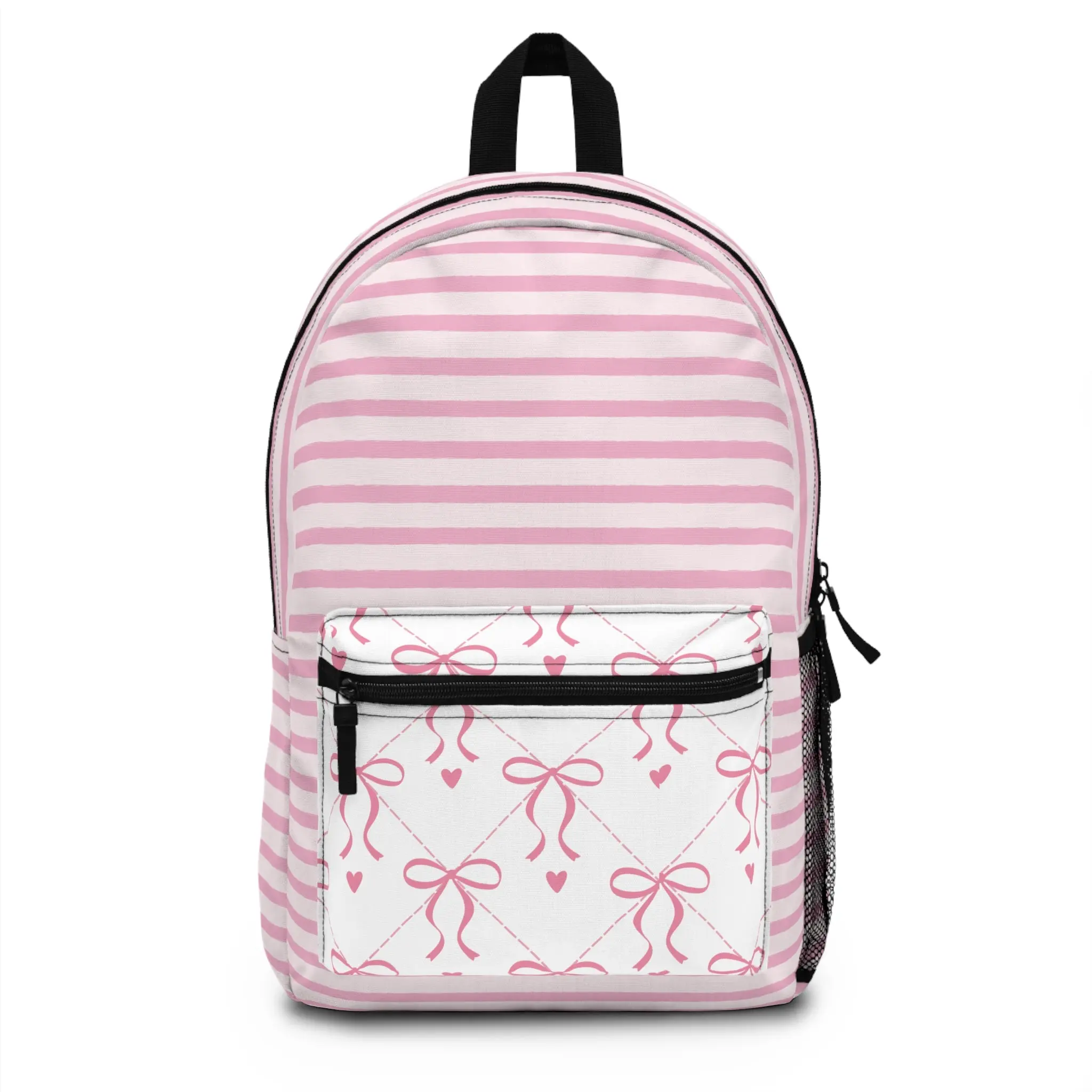 Pink Striped Bow Backpack - TikTok Shop display picture 1
