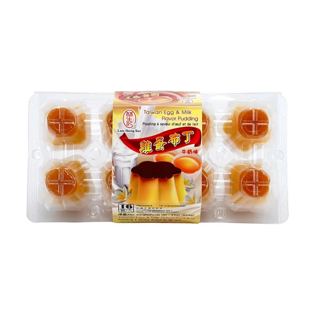 Lam Sheng Kee Taiwanese Milk Egg Pudding Jelly - 16 pcs, 624g - Authentic Snack for Kids & Adults