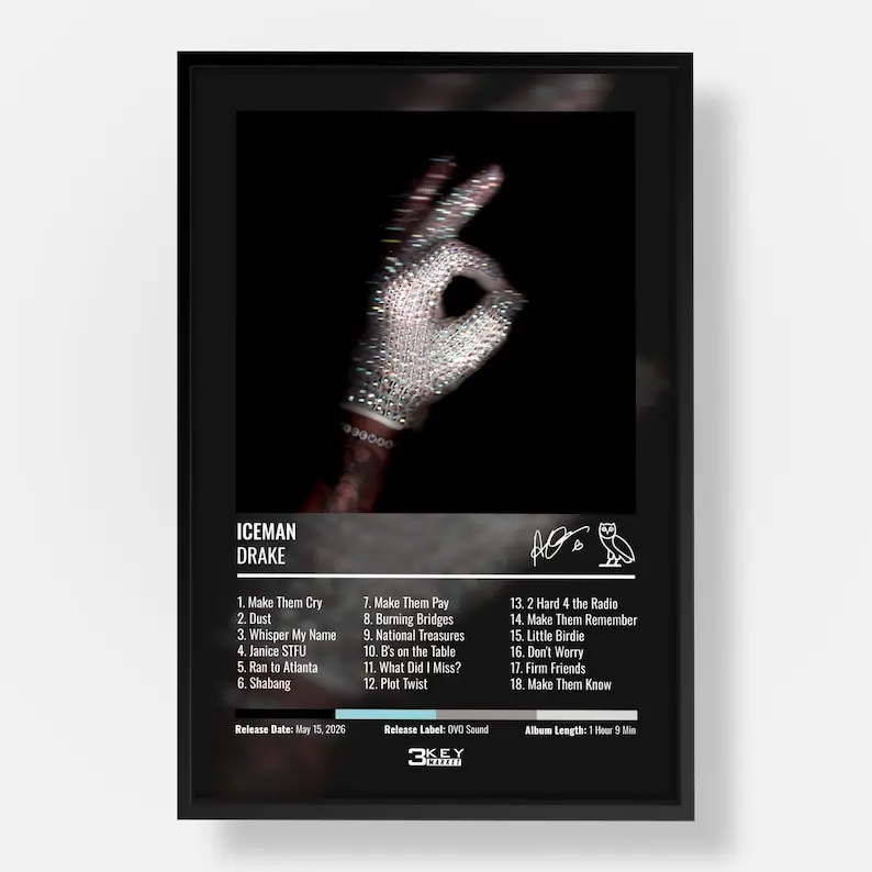 Drake - ICEMAN Poster Print Unframed | Music Album Wall Art | Hip Hop & RnB Decor | Premium Glossy Print