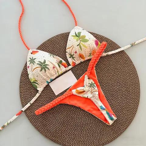 Women's High-Waisted 2-Piece Bikini Set - Sexy V-Neck, Pushup, Tie Back, Cheeky High-Cut Bikini Beach Wear Bathing Suit for Beach, Pool Use, Bathing Suit Women