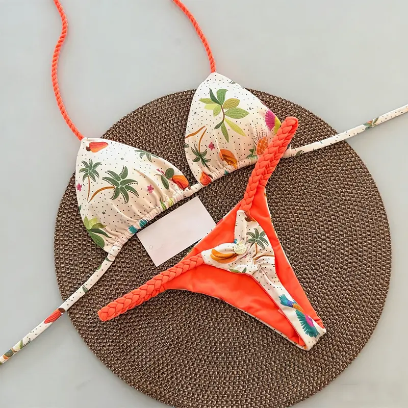 Women's High-Waisted 2-Piece Bikini Set - Sexy V-Neck, Pushup, Tie Back, Cheeky High-Cut Bikini Beach Wear Bathing Suit for Beach, Pool Use, Bathing Suit Women