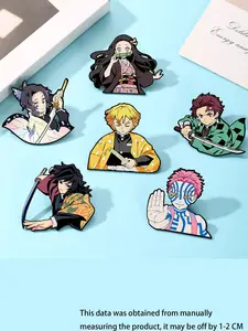6-Piece Cartoon Demon Slayer Enamel Pin Set, Creative Alloy Brooches, Fashion Accessories for Backpacks, All Seasons Style