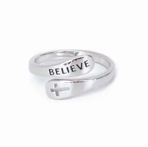 Always Blessed Believe Sterling Silver Ring | Christian fashion | Rings for Women | Christian Jewelry for Women | Cross Ring | Share your Faith | Christian Gifts | Jewelry for Women | Unique Christian Jewelry | One Size Fits All