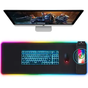 XXL Magnetic Phonemount Mouse Pad with Wireless Charging, Large Desk Mat RGB, 10 Light Colors LED, Waterproof Full Desk Mouse Pad, Non-Slip Rubber Base Desktop Accessory Gaming Room Accessories  Spring Non Slip Mousepad summervibes Smartphone