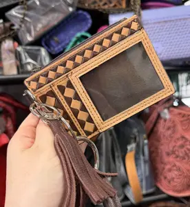 Genuine hand painted wristlet card holder wallet