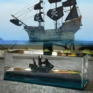 Indestructible Black Pearl Fluid Ship Liquid Drift Bottle Barcos Floating Titanic Boat Collectible Room Decor Living Room Decorations Desk Accessories