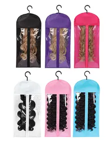 6/3Pcs Wig Storage Bag With Hook, Hanger, Zipper Transparent Dustproof Design, Dustproof Cover, Hair Extension Holder, Wig Tool, Wigs Accessories For Salon & Home Use
