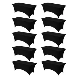 【Summervibes】VEVOR 10 Pack Table Cloth for 6FT Rectangular Fitted Events, Wrinkle-Resistant Stretch Black Table Covers, Washable Spandex Tablecloth Protector, for Party, Wedding, Cocktail, Banquet, Festival