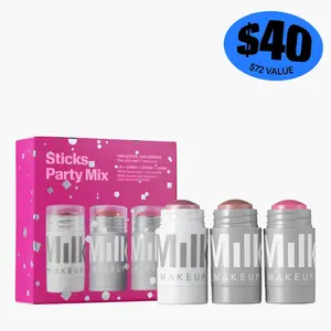 Milk Makeup Holiday Party Mix Set, Lip + Cheek Werk, Lip + Cheek Rally, Cream Highlighter Rad, Creamy Buildable Color Holiday Makeup Gift Bundle